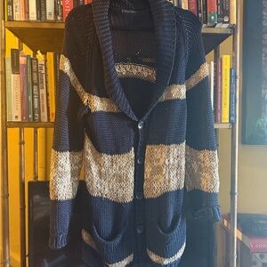 Roberto Collina Black and Cream Striped Cardigan